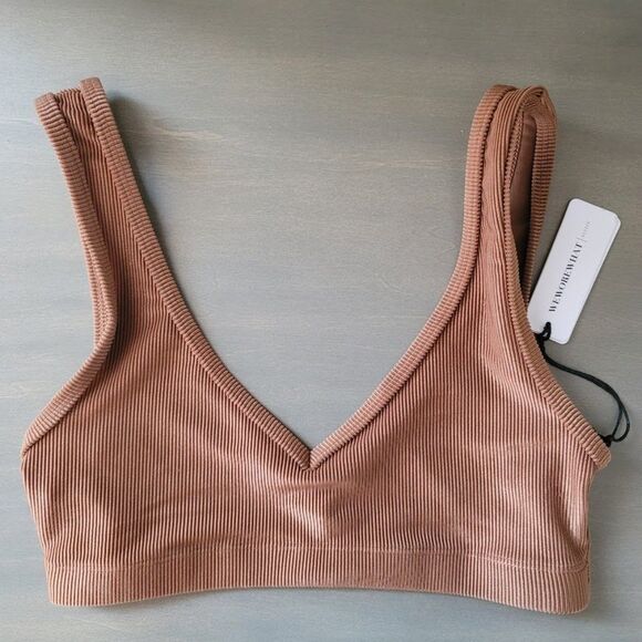 WeWoreWhat Women's Ribbed V-Neck Sports Bra  X-Small - Picture 7 of 11